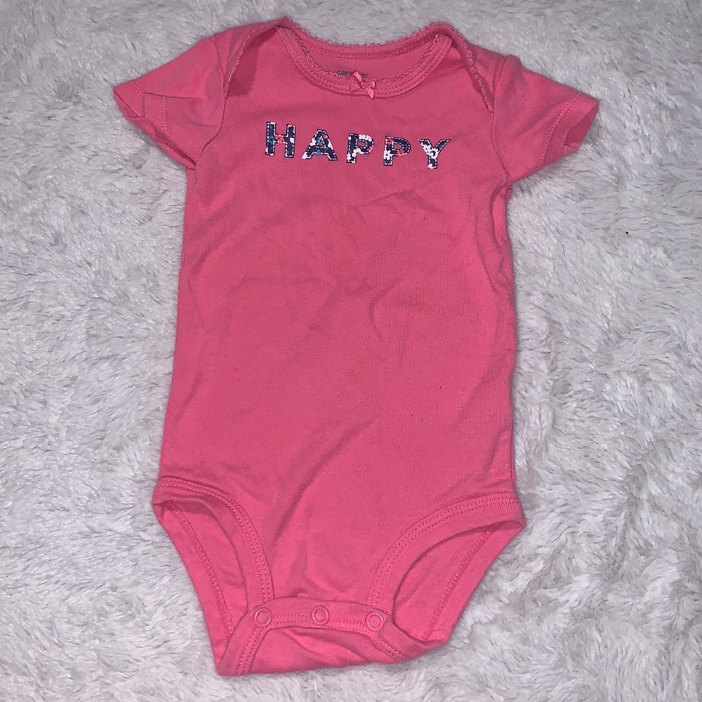 (3 for $10) Carter’s pink happy bodysuit 6 month baby girl clothing